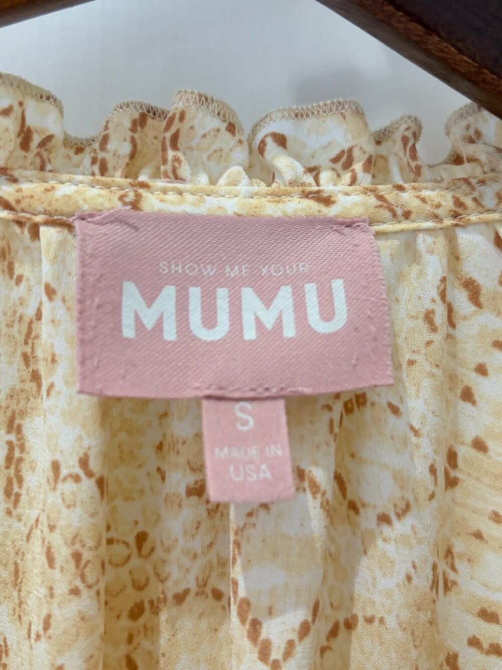 Show Me Your Mumu Birdie Mini Dress Size Small Mustard and White Desert Print - Picture 4 of 9